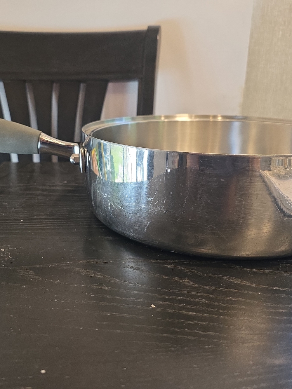 Stainless Steel Frying Pan with Soft-Grip Handle - Silver